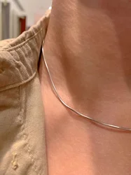 1.2mm Basic Stainless Steel Choker Fashion Simple Square Snake Bone Chain Necklace For Men Trendy Jewelry Accessories