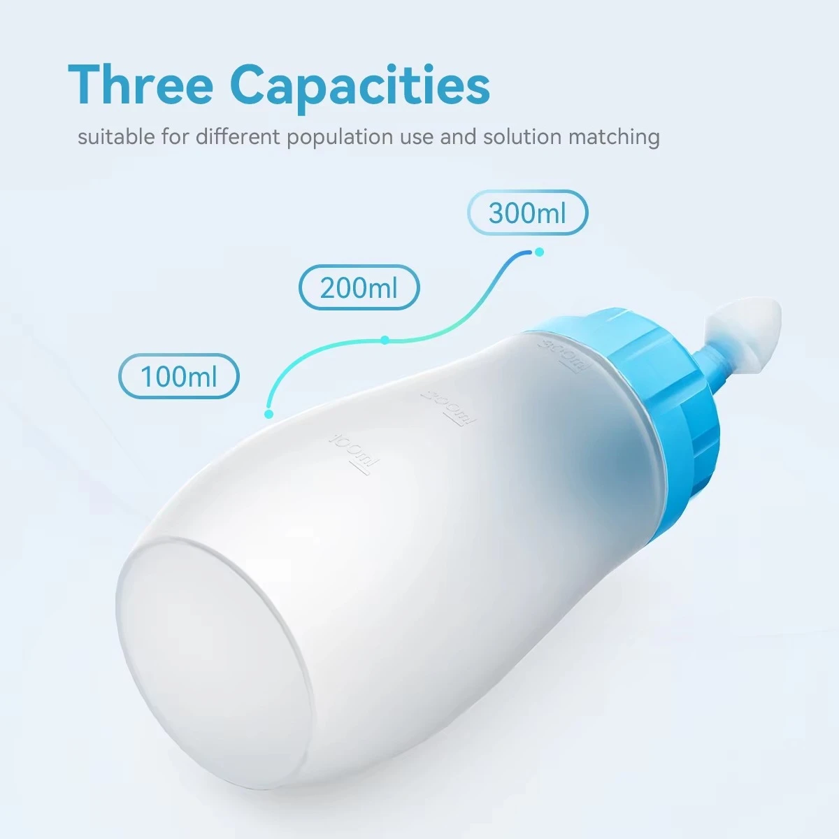 Soft Tip Silicone Mesh Jug 300ml Sinus Squeeze Bottle, Nasal Jug Sinus Rinse Cleaner, Pressure Rinse for Adults and Children