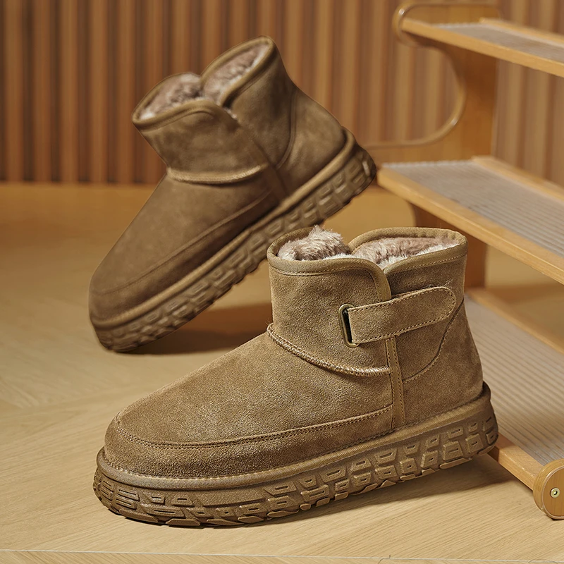 

2025 Men’s Heavy-Duty Snow Boots, Warm Cuff & Thick Soles, Anti-Skid for Thanksgiving, Fashionable & Easy Clean for Daily Wear