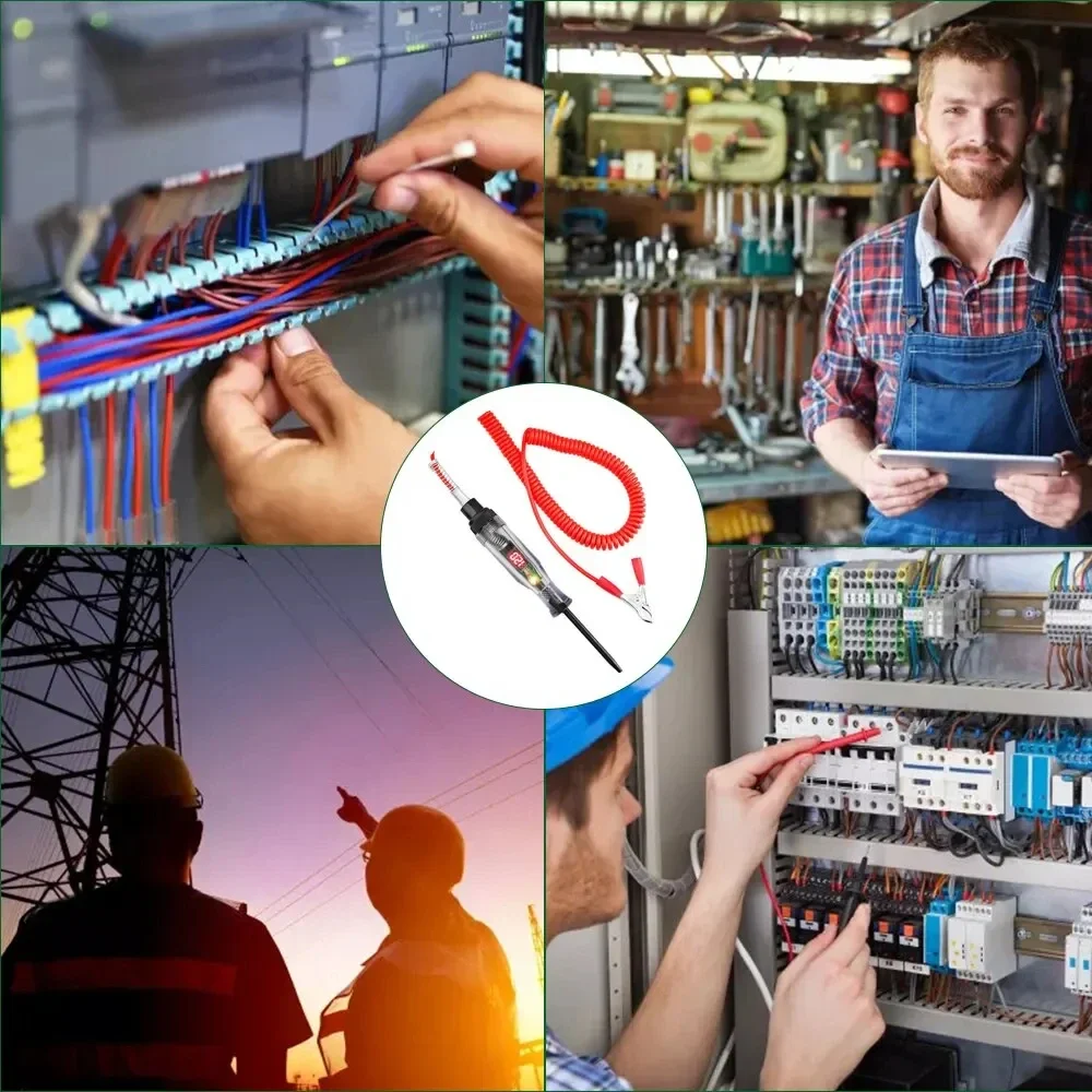 سيارة شاحنة الجهد جهاز فحص الدائرة الكهربائية السيارات 6 فولت 24 فولت أدوات سيارة التشخيص التحقيق اقلام الفحص ضوء لمبة أدوات قياس القلم الكهربائية #5