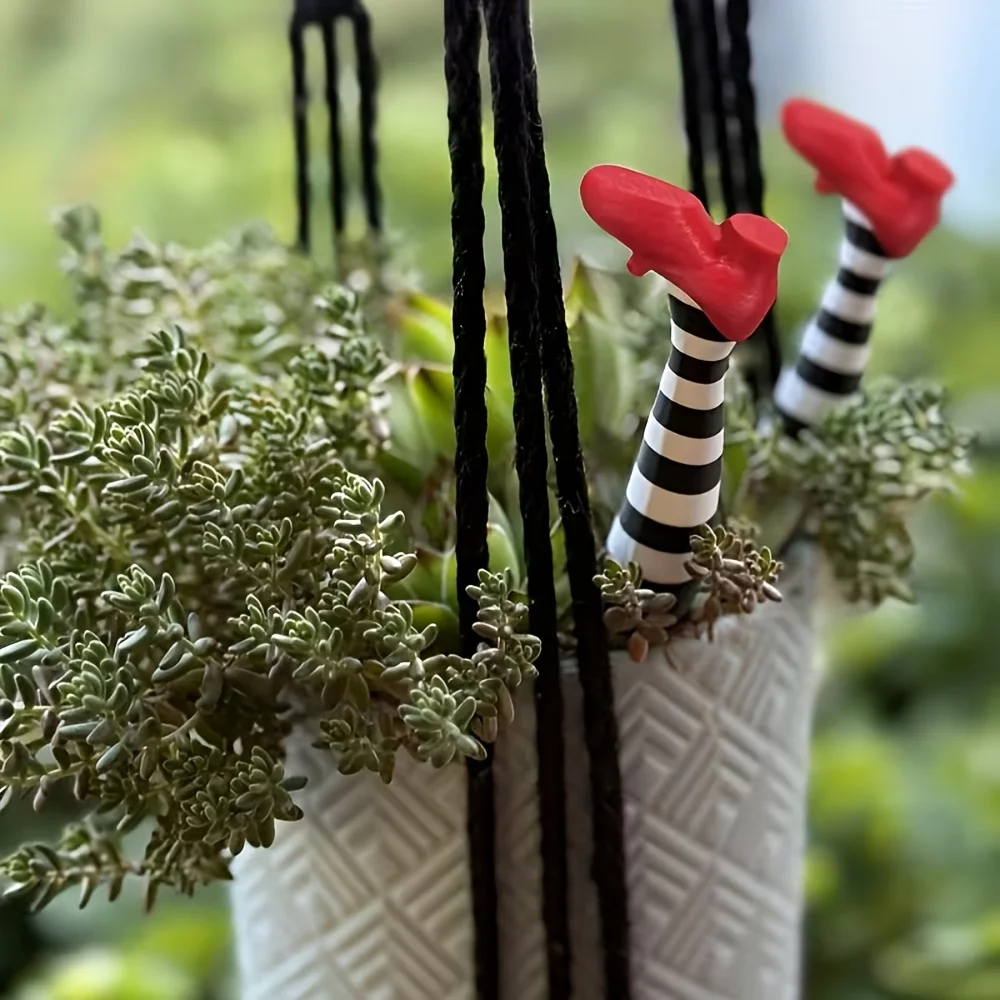 1 Pair of Witch Leg Plant Garden Decoration, Cake Signboard Gothic Flowerpot Fence Signboard, Potted Courtyard Lawn Decoration