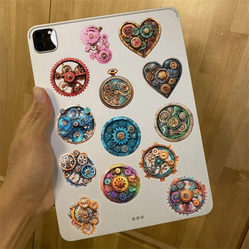 50PCS Colored Time-Space Gear PET Sticker Aesthetic Transparent DIY Phone Laptop Luggage Skateboard Graffiti Decals