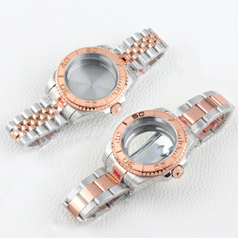 Casing Jam Tangan NH35 40Mm Kaca Safir 316L Tali Tiram/Jubilee Baja Tahan Karat untuk Gerakan Yachat-Master NH34 NH35 NH36 NH38