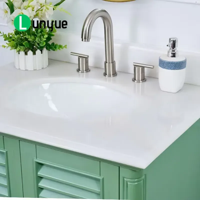 Modern Solid Wood Bathroom Vanity with Marble Top 30 Inch Floor Standing Cabinet Contemporary Design for Home Bathroom