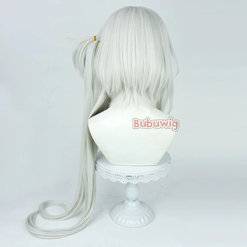 Bubuwig pelo sintético Asagi Mutsuki pelucas de Cosplay archivo azul Asagi Mutsuki 95cm peluca larga recta plateada blanca resistente al calor