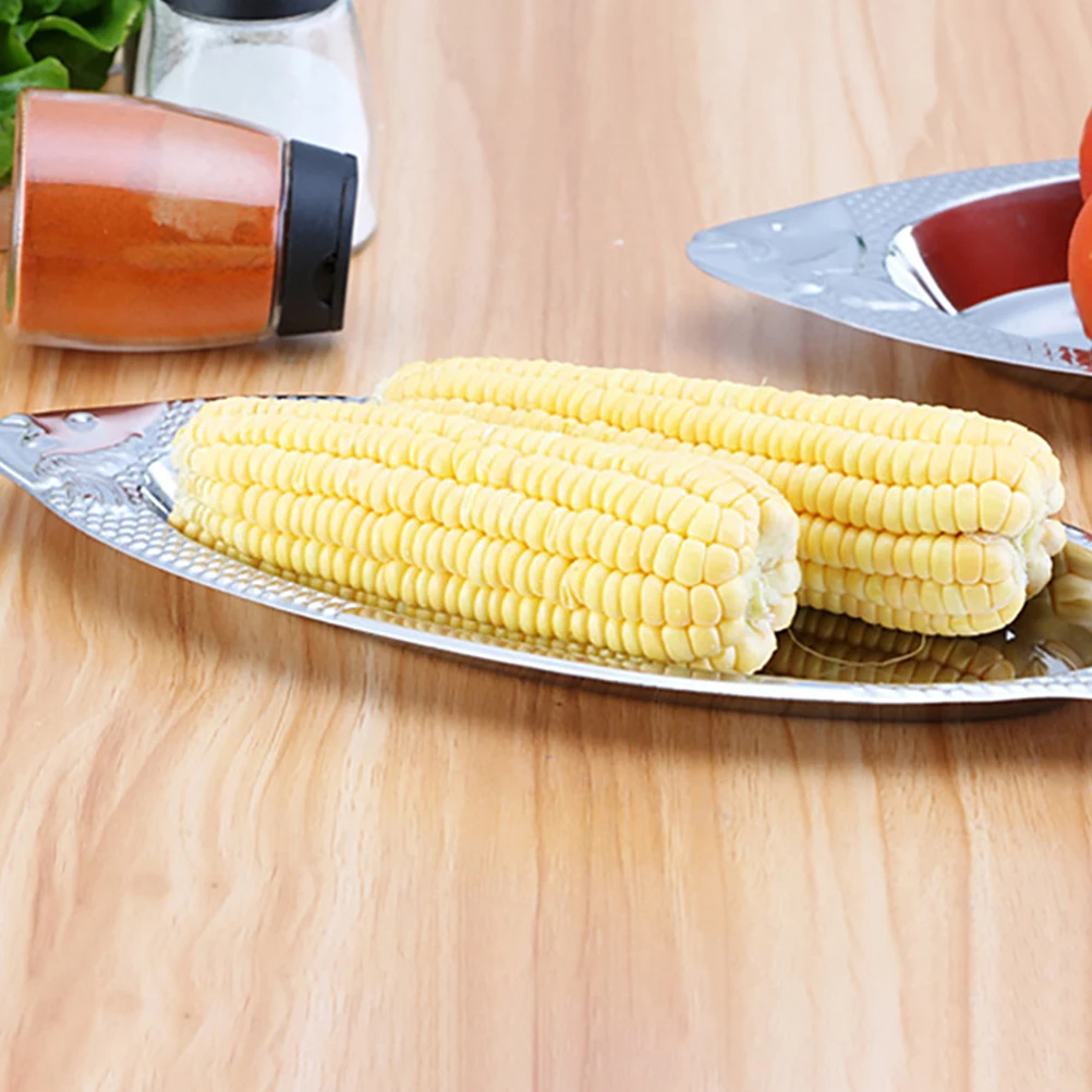 

2Pcs Magnetic Fish-Shaped Plates High-Quality Stainless Steel Party Tray Serving Plate Kitchen Tableware Round Oval