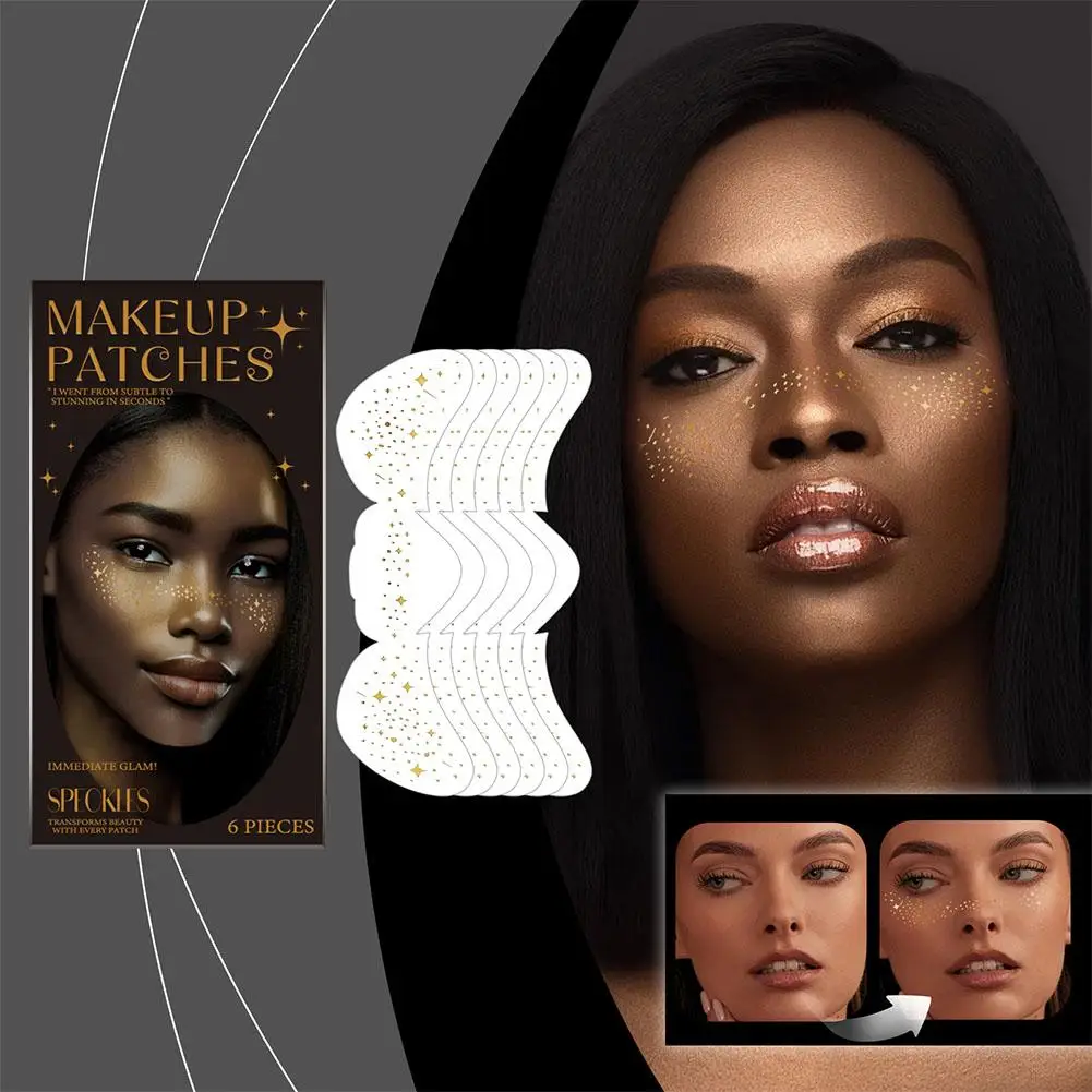 Make-up-Patches für das Gesicht – 6 Stück wasserdichte künstliche Sommersprossen – temporärer brauner gefälschter Sommersprossen-Aufkleber für Damen-Beauty-Make-up I3U6