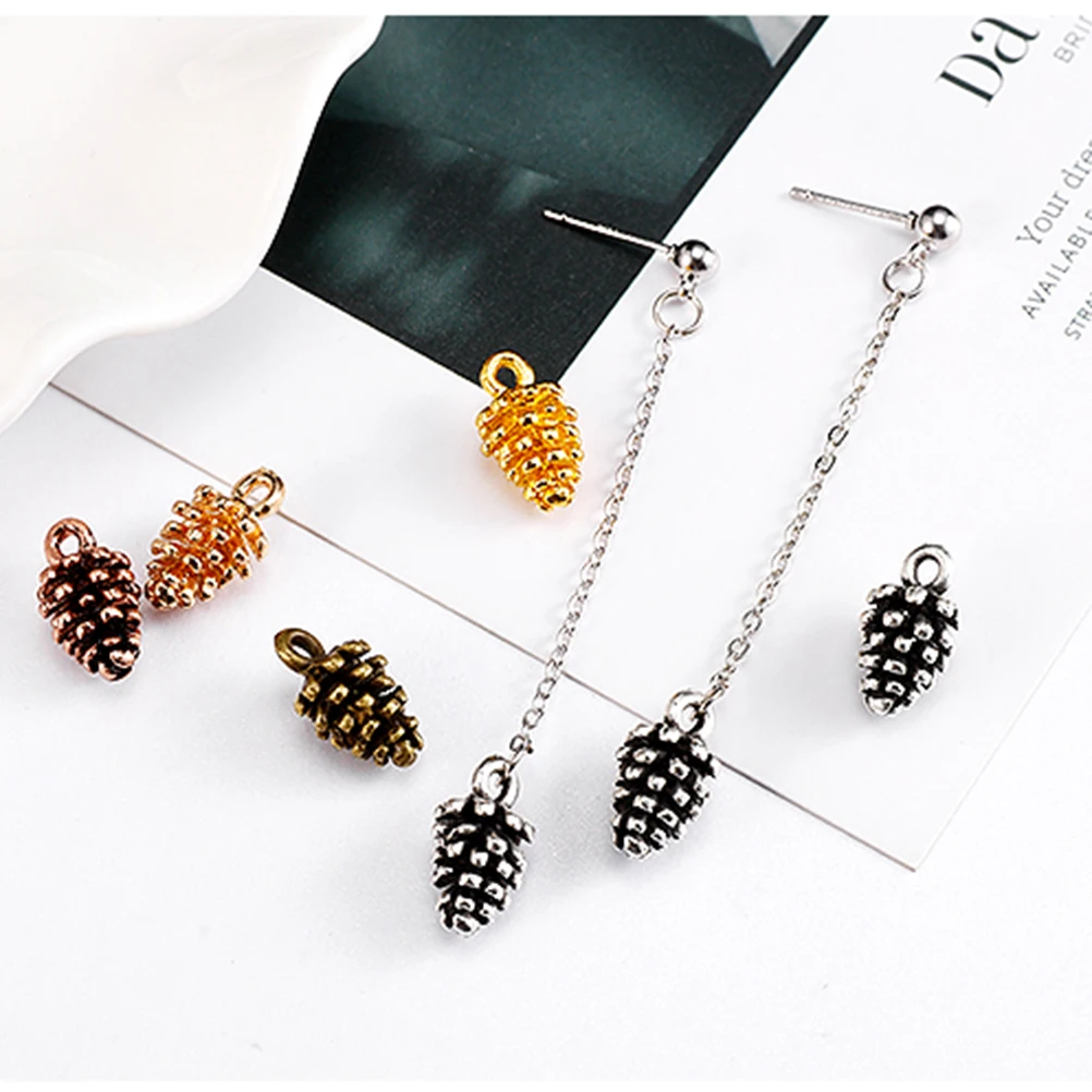 

50 Pcs Pine Cone Pendant Christmas Charms Crafts Bulk Pinecone Xmas Ornaments Decorate for Miss Vintage