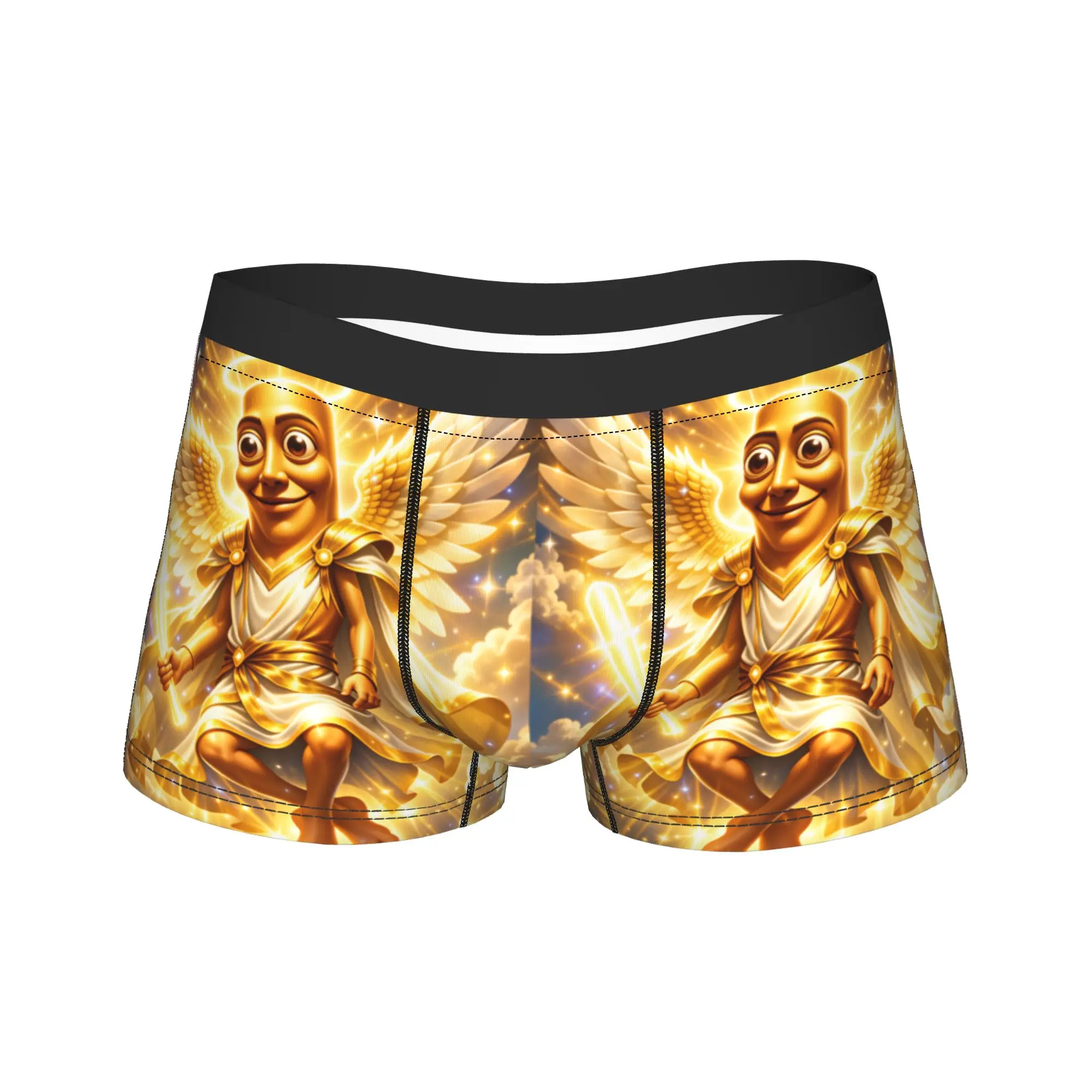 Tung Tung Sahur Golden Angel Wings Meme Underwear  Men Panties Design Funny Boxer Shorts Hot Sale Boxer Brief Big Size