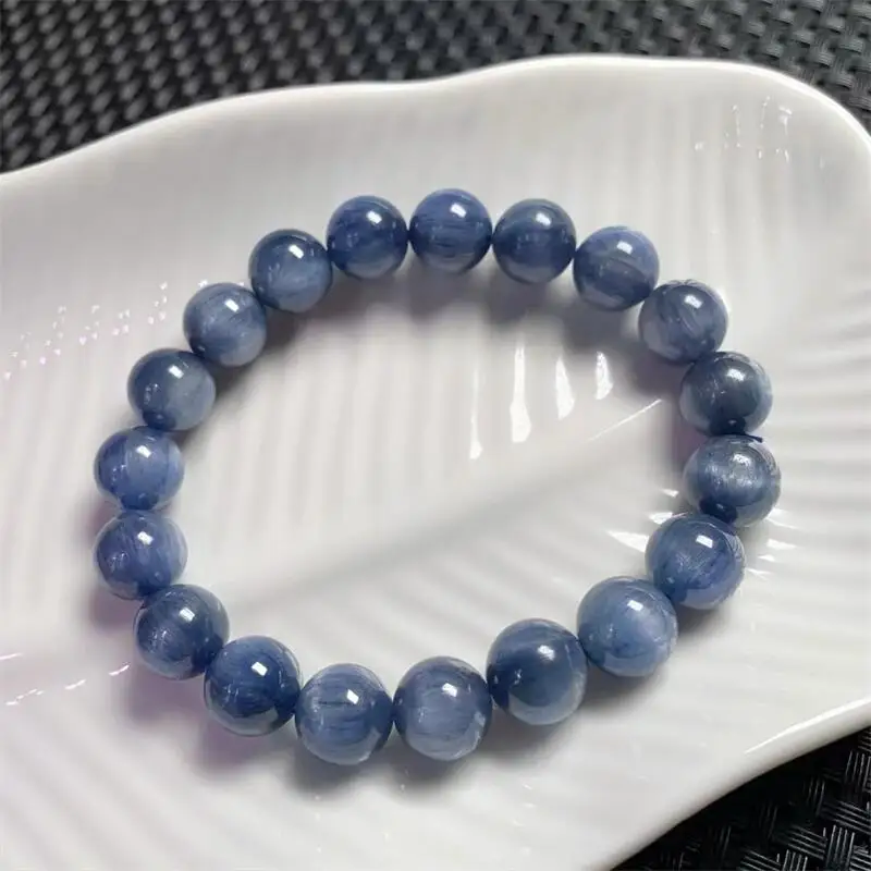 10.5MM Natural Kyanite Cat Eye Stone Bracelet Crystal Yoga Reiki Healing Stretch Female Holiday Gift 1PCS