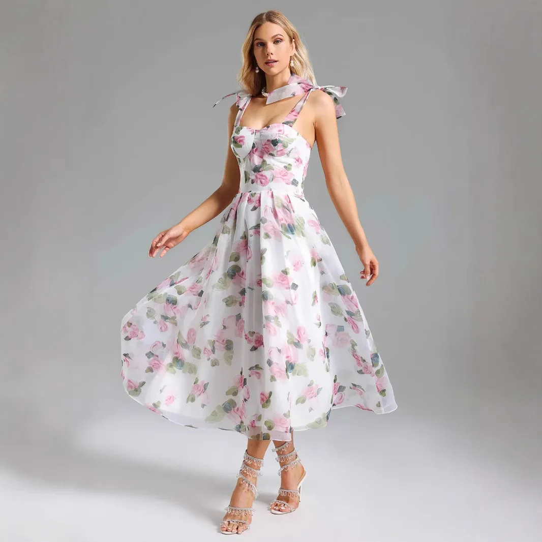 فستان سهرة طويل من Ele للنساء من Faionable oulder Bared Ogeea Fairy T Sle Dr منتصف الخصر شيفون ناعم Dr