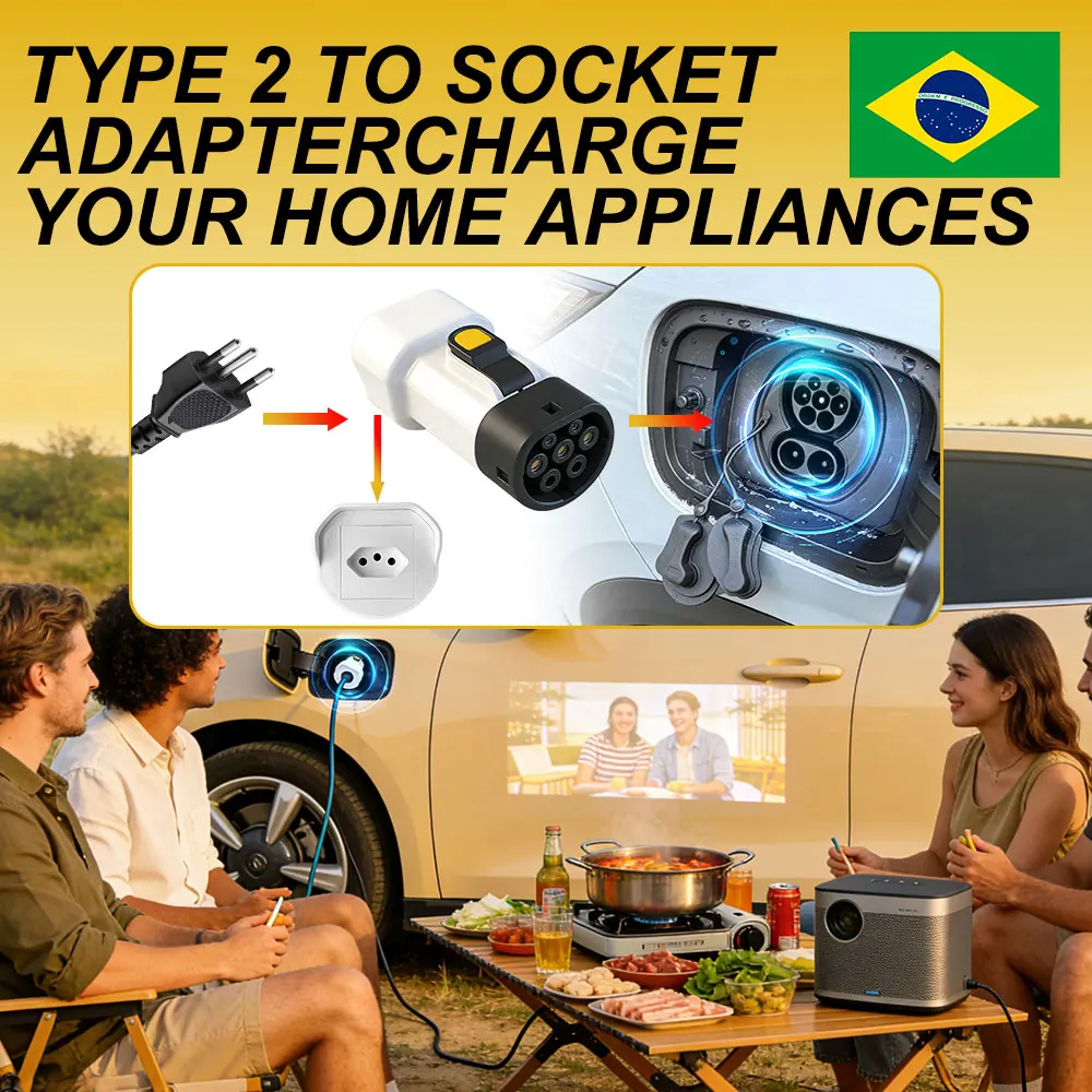 Type2 V2L Discharger adapter 16A for Brazilian New Energy Vehicles BYD MG Geely Jaecoo Omoda SAMRT Hyundai ZEEKR XPENG NAMMI view 4