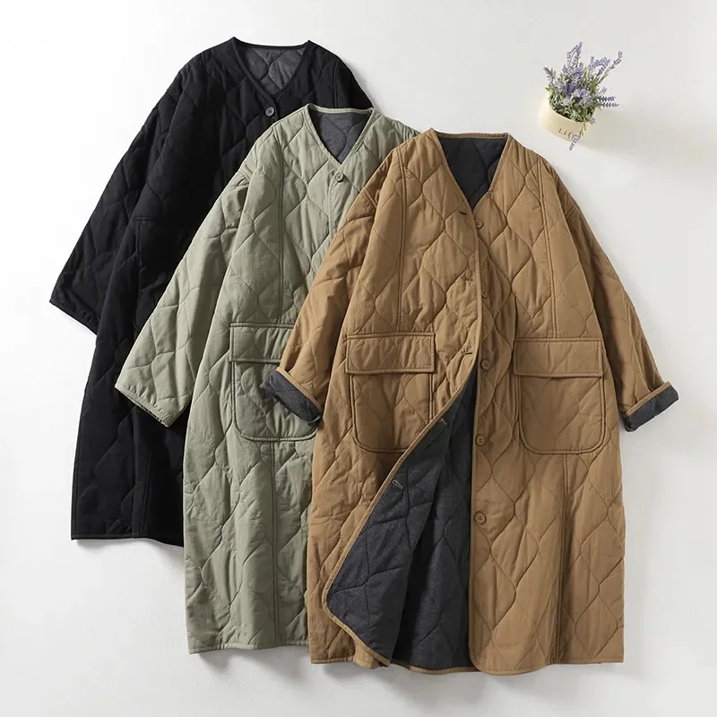 Lightweight Down cotton Jacket For women's clothing Autumn Winter 2026 Casual Loose Thick Warm Coats Female Long Overcoat WJ705