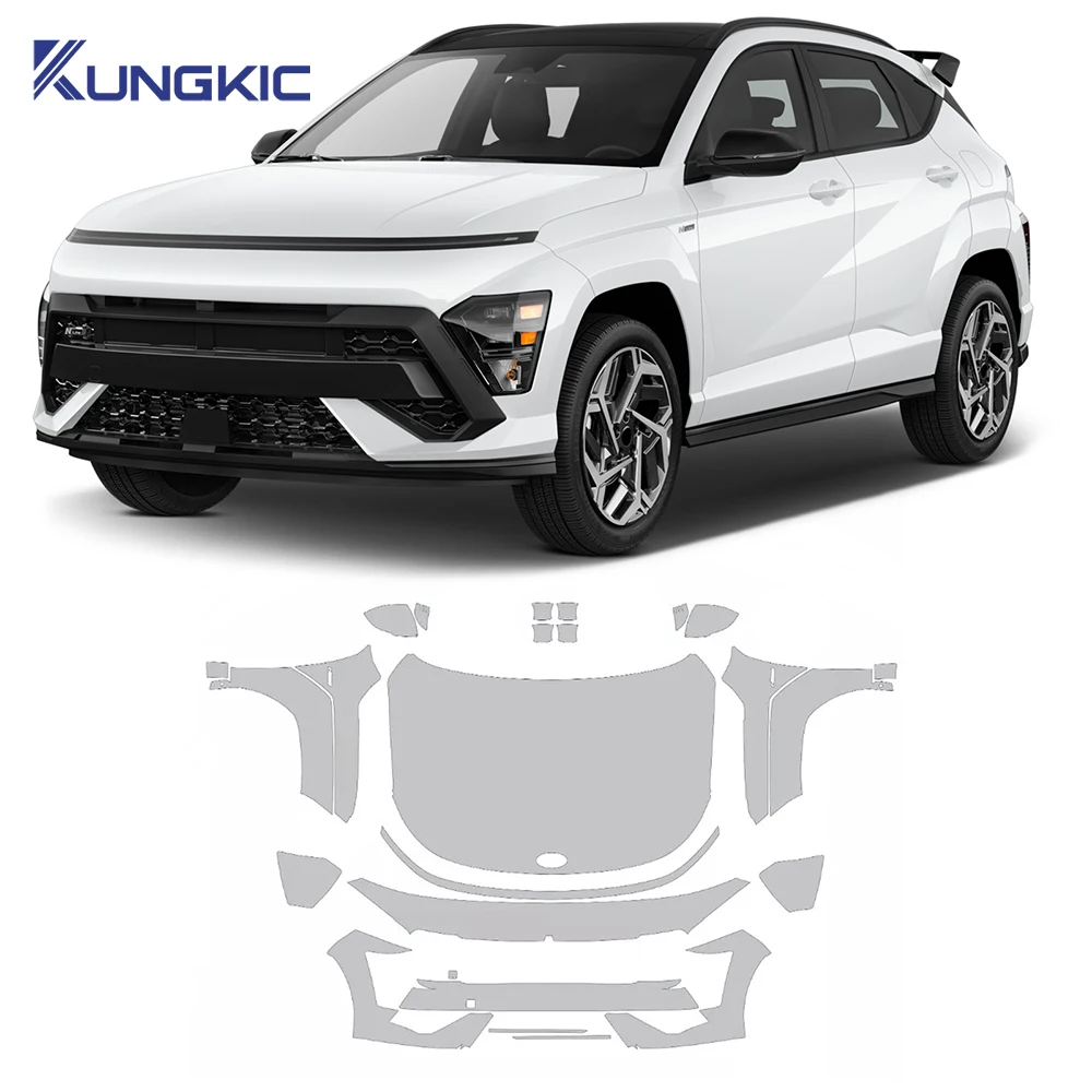 

Для Hyundai KONA N Line 2024 2025 предварительно вырезанная защитная пленка для краски, передний бампер автомобиля, капот, комплект двигателя, прозрачная наклейка из ТПУ PPF
