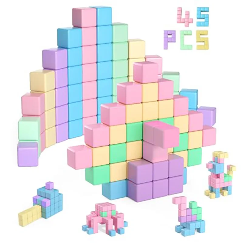 Décennie s de construction magnétiques pour tout-petits, jouets pour filles, blocs de construction magnétiques, mentaires oriel STEM, jouets d'extérieur pour garçons et filles de 4 à 6 ans, 45 pièces