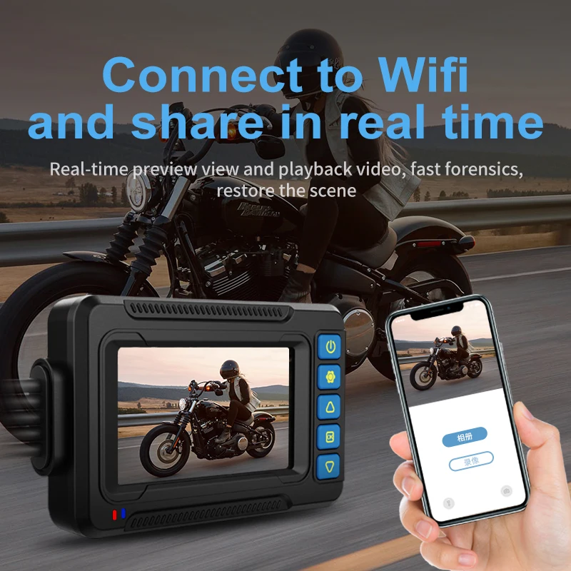 Motorcycle Carplay Dual 1080P Waterproof WIFI Motorcycle Camera DVR Moto Dashcam Camera Video Recorder with GPS TMPS