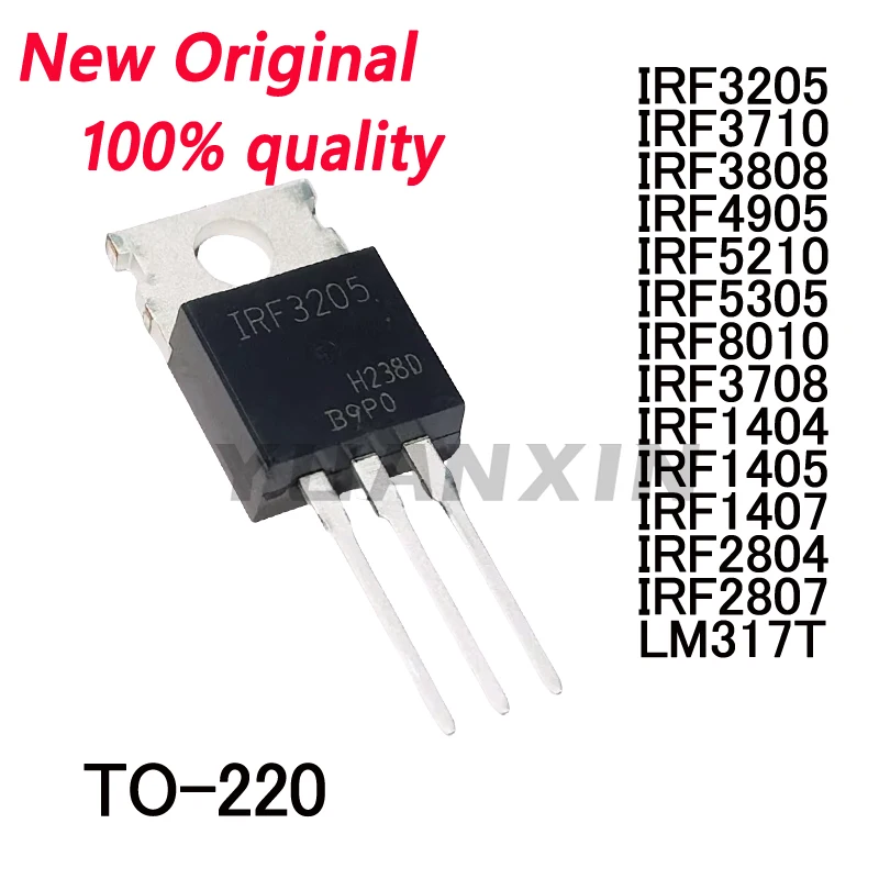 10/PCS New IRF3205 IRF3710 IRF3808 IRF4905 IRF5210 IRF5305 IRF8010 IRF3708 IRF1404 IRF1405 IRF1407 IRF2804 IRF2807 LM317T