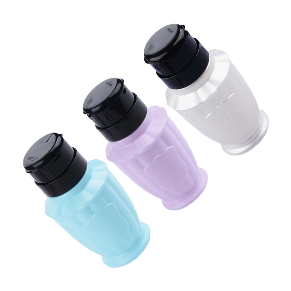 3Pcs Nail Polish Remover Pumping Bottle Leakproof Lockable Press Dispenser Portable Subpackage Liquid Storage Bottle