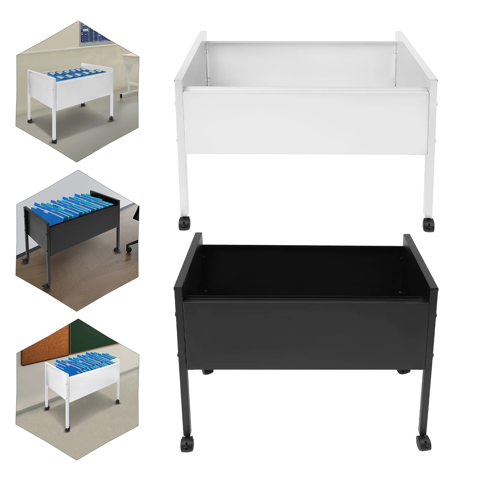 

Серебристо-черный мобильный шкаф для документов | Подвесной органайзер для папок на 80 файлов для офиса, школы, дома