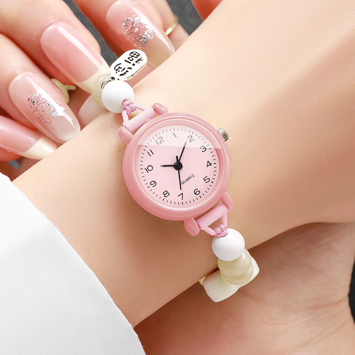 Fashion Small Arabic Dial Women Watches Ladies Beads Strap Quartz Wristwatch Reloj Mujer Girls Clock Gift(Without Box)