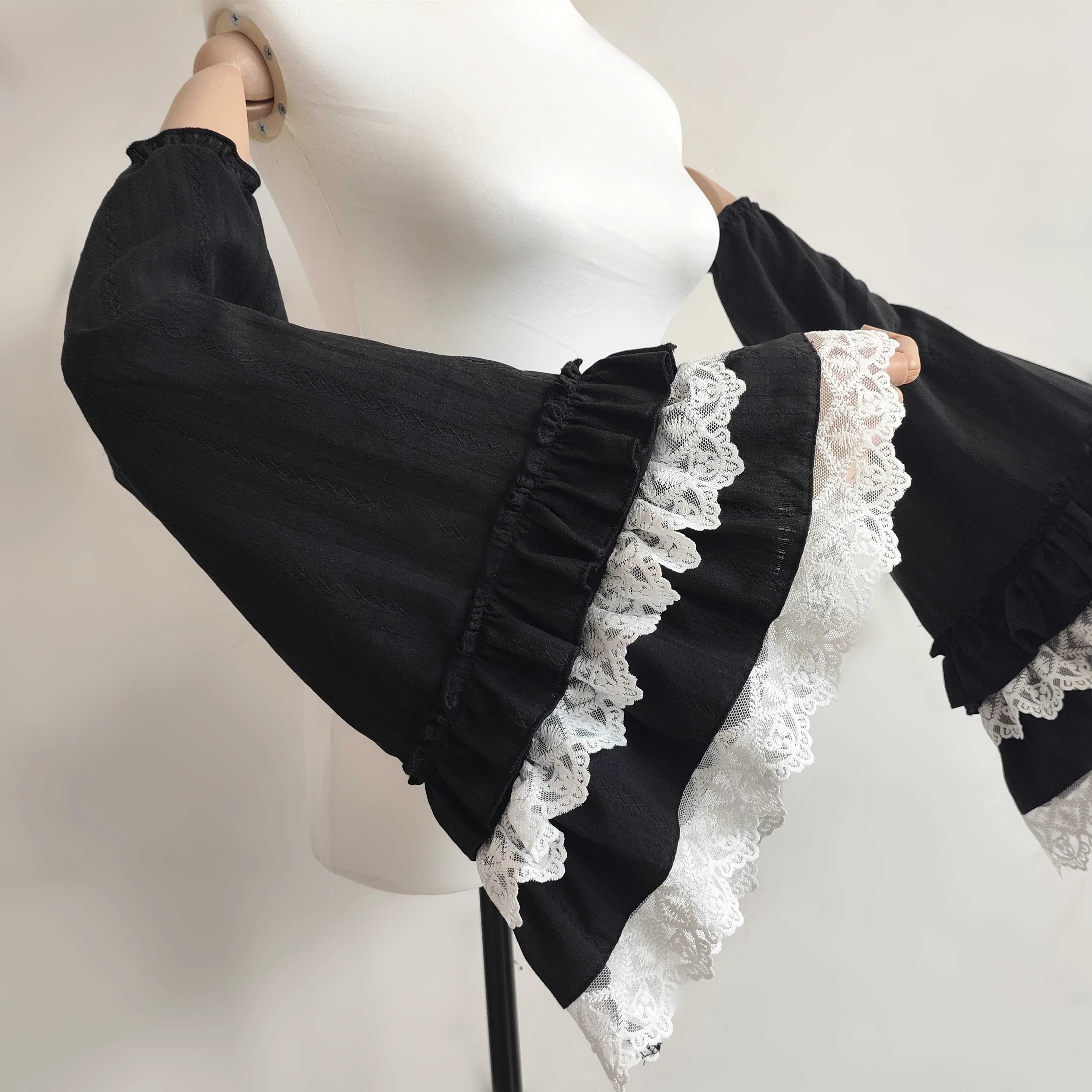 أكمام لوليتا من القطن الخالص بأكمام قصيرة بدون ذراع وأكمام كاذبة مع غطاء أكمام بحاشية مكشكشة قابل للفصل #5