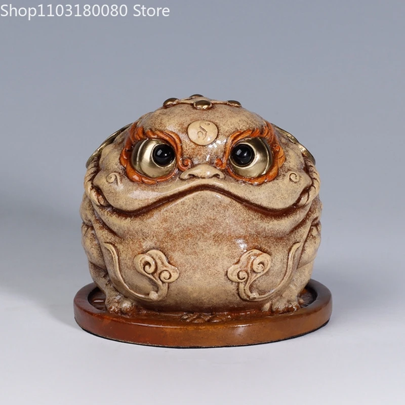 10cm Copper Brass Painting Seven Star Golden toad Jin Chan Statue Chinese Fengshui decor Lucky gift