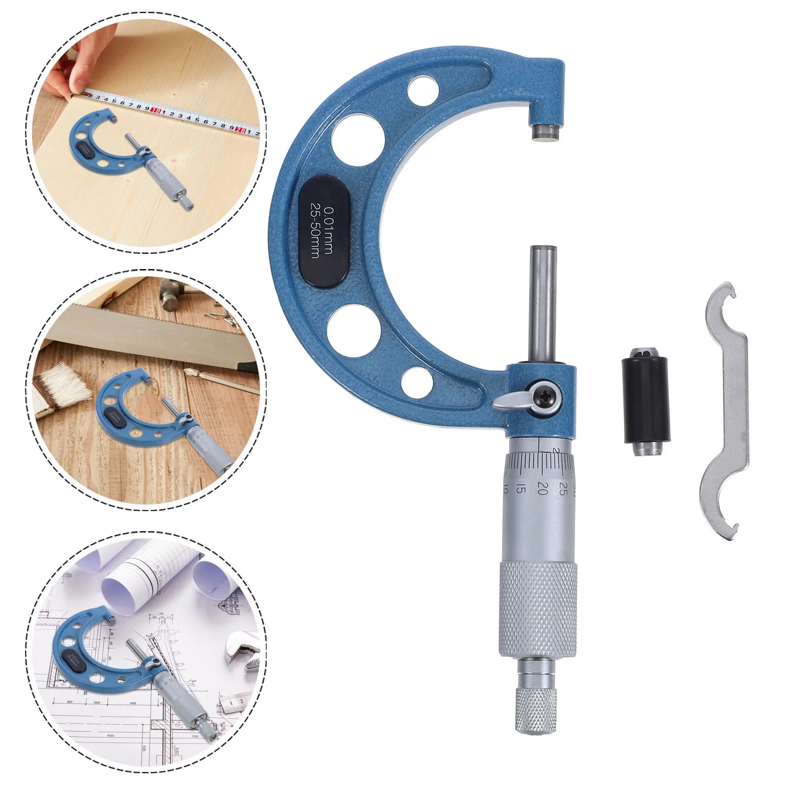 

High Precision Outside Micrometer Stainless Steel 25-50Mm Range Analog Measuring Tool for Machinist Quality Control