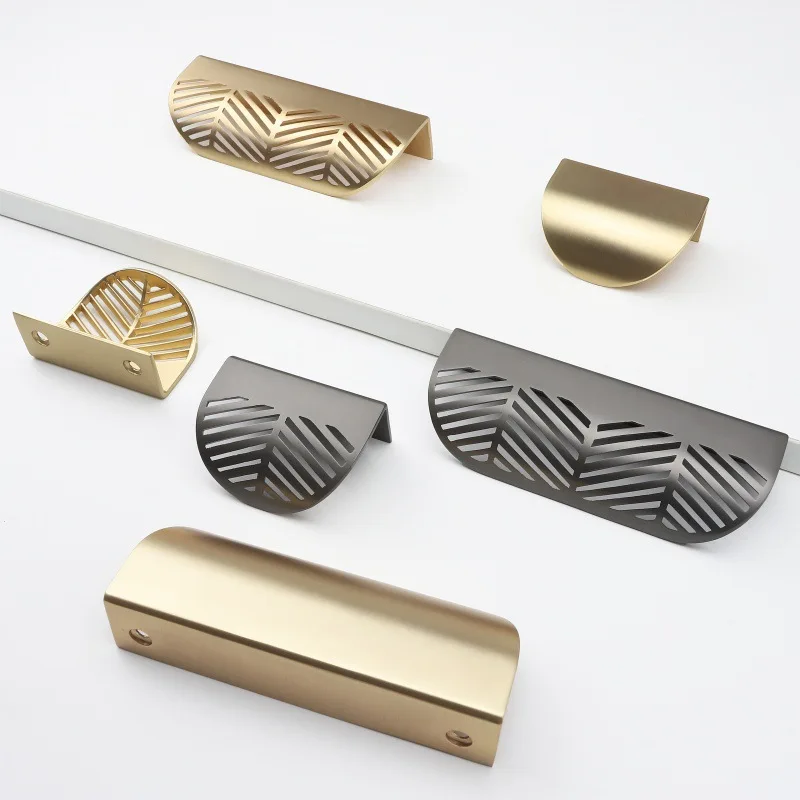 Creative Zinc Alloy Leaf Handle Modern Invisible Cabinet Knob Luxury Drawer Pull Wardrobe Kitchen Furniture Hardware