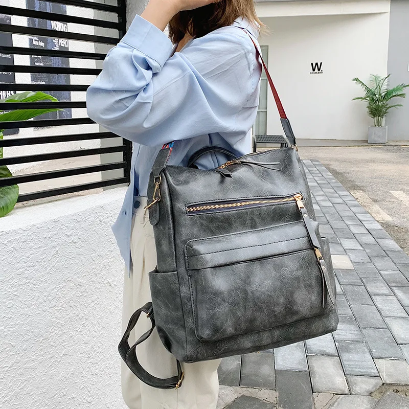 2023 New Women Leather Backpacks Purse Shoulder Bags Female Vintage Travel Backpack Casual School College Book Bag for Girls