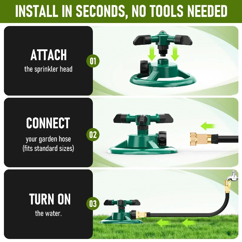 360 Degree Automatic Rotating Water Pipe Set Garden Lawn Sprinkler Gardening Yard Large Area Coverage Watering Irrigation Tools