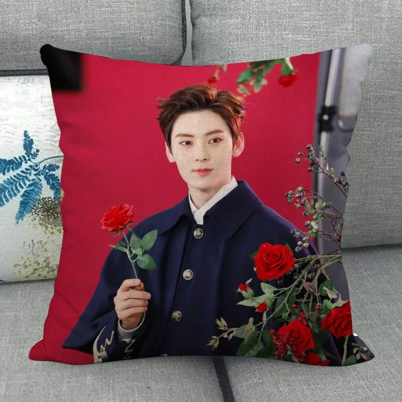 Custom Hwang Min-hyun Pillowcase Wedding Decorative Cotton Linen Pillow Case For Home PillowCover 45X45(One Sides)