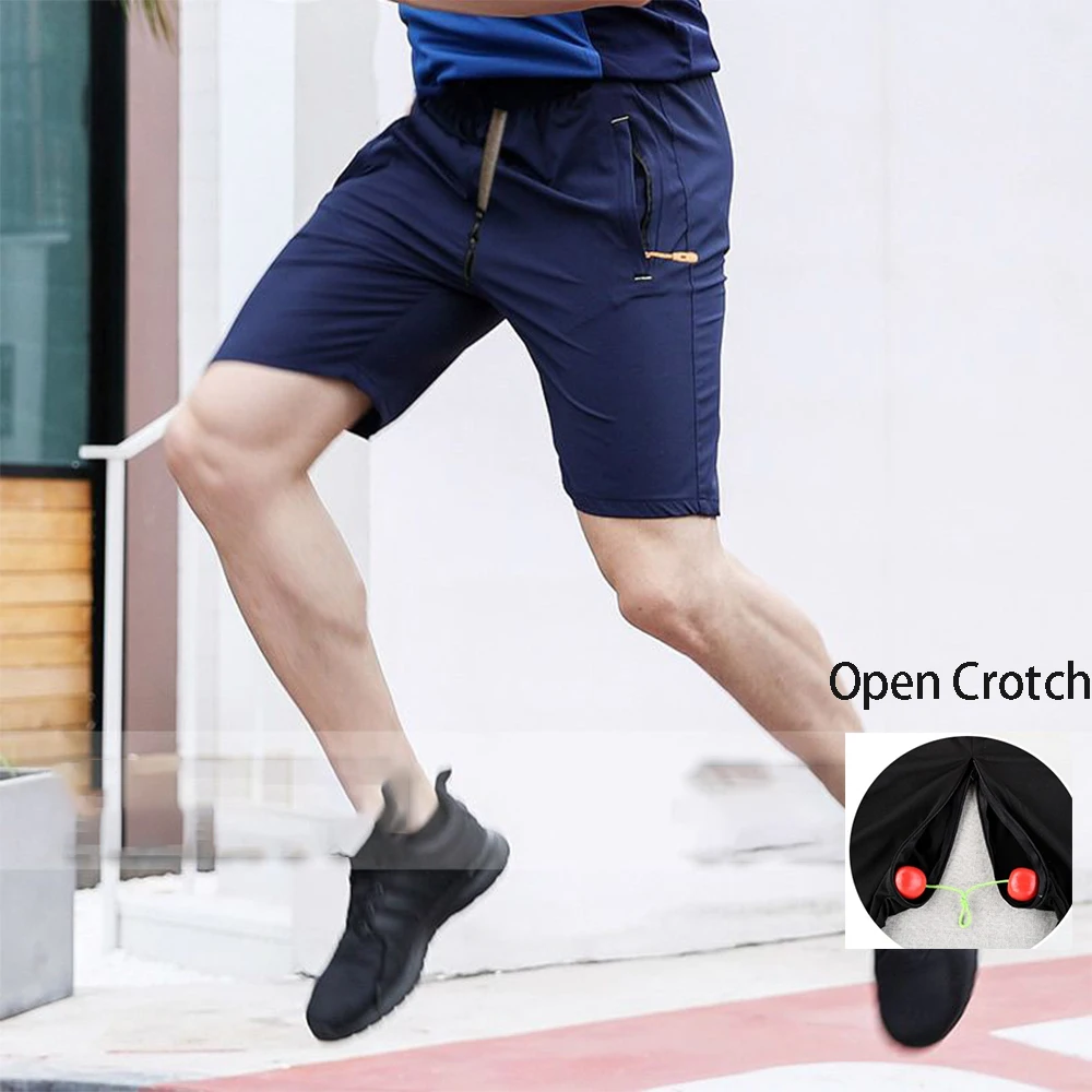 

Summer Men Invisible Zipper Open Crotch Pants Sports Casual Black Plus Size Loose Trousers