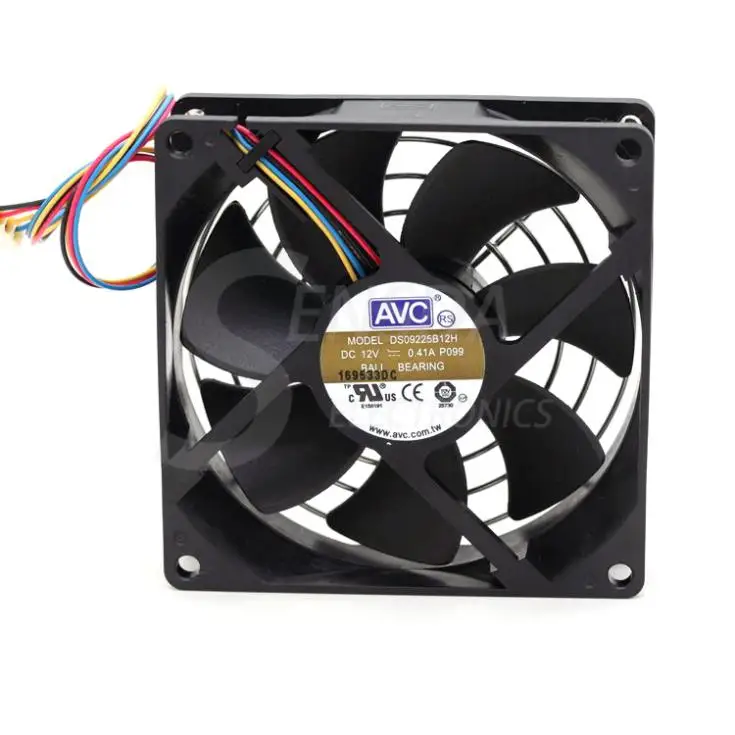 Original For AVC DS09225B12H 12V 0.41A 9CM 9225 four-lane dual ball bearing PWM fan thermostat