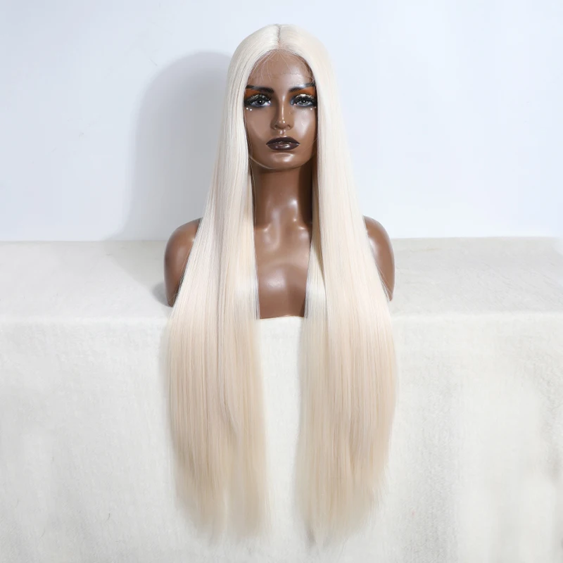 Synthetic Lace Wigs For Women Long Straight Synthetic Lace WIg 36 Inch  Blonde Lace Wig Cosplay Blonde Wig Synthetic Lace Wig