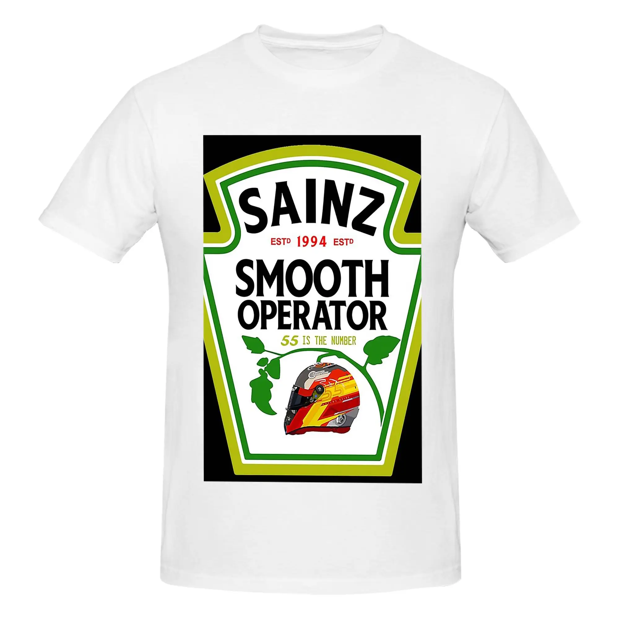 Carlos Sainz Smooth Chili Sauce Men T-Shirt Double Sided Oversized T Shirts Men's Round Neck Cotton Tees Short Summer Male