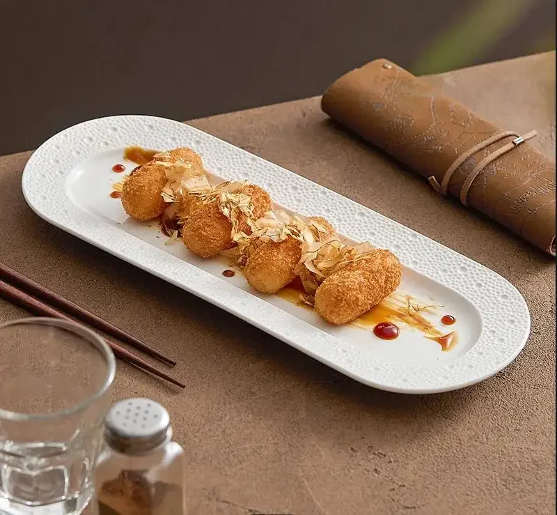 

Длинная тарелка для хлеба, отель, ресторан, закуски, суши, украшение для еды, блюдо для десерта, дома, керамическая посуда