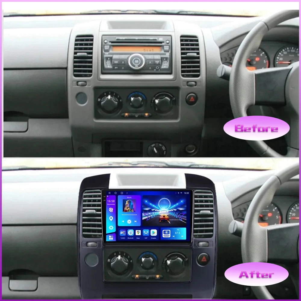 Android 13 DVD NO 2DIN Carplay For Nissan Navara 3 D40 2004-2010 Car Auto Radio Stereo Multimedia Player GPS Navigation Screen