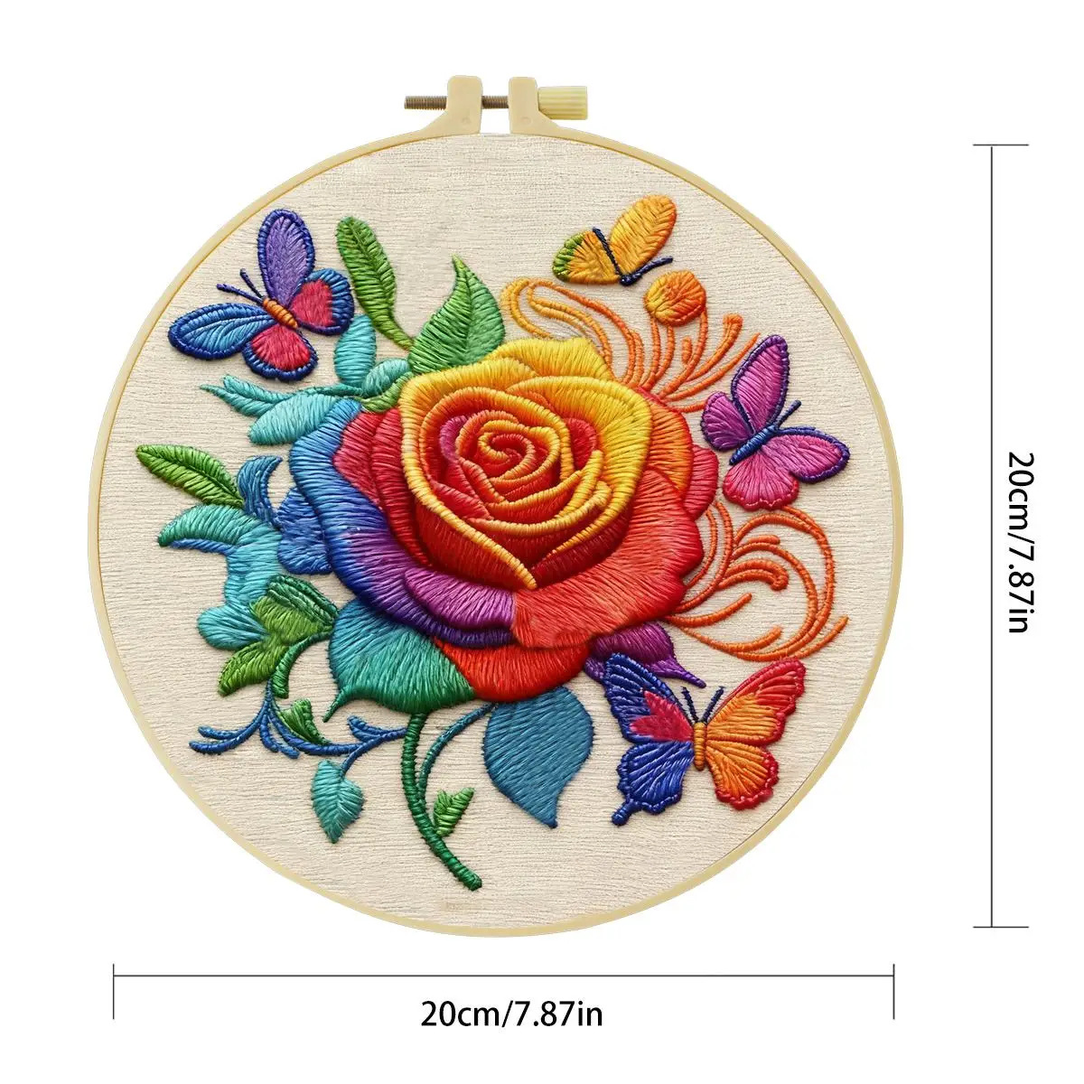 1 Stück 20X20CM/15X15CM 7,87/6,3 Zoll Rosenblumen-Stickerei-Starter-Kit DIY-Kit DIY-Stickerei-Set Handarbeiten Nadelkunst – Detail 4