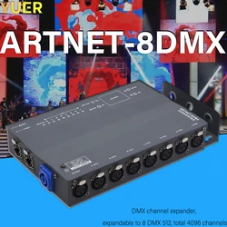 Nuovo convertitore ARTNET 8 DMX DMX 512 amplificatore Splitter isolato a 3pin ricevitore ricetrasmettitore DMX per luci da palcoscenico per feste in discoteca DJ