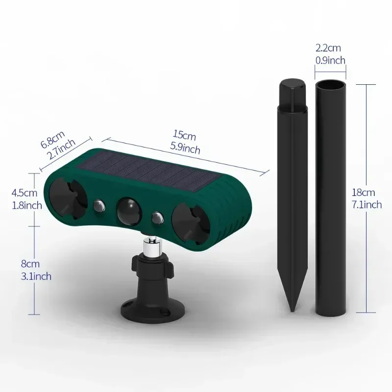 超音波動物忌避剤,太陽光発電,充電式,庭,農場,庭,猫,犬用の忌避剤,1個