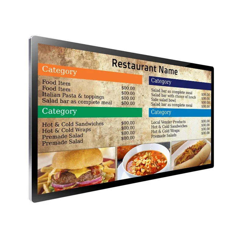 55 inch Indoor showing stand menu extern Outdoor portable kiosk wall mounted LCD Digital Menu Board for restaurant