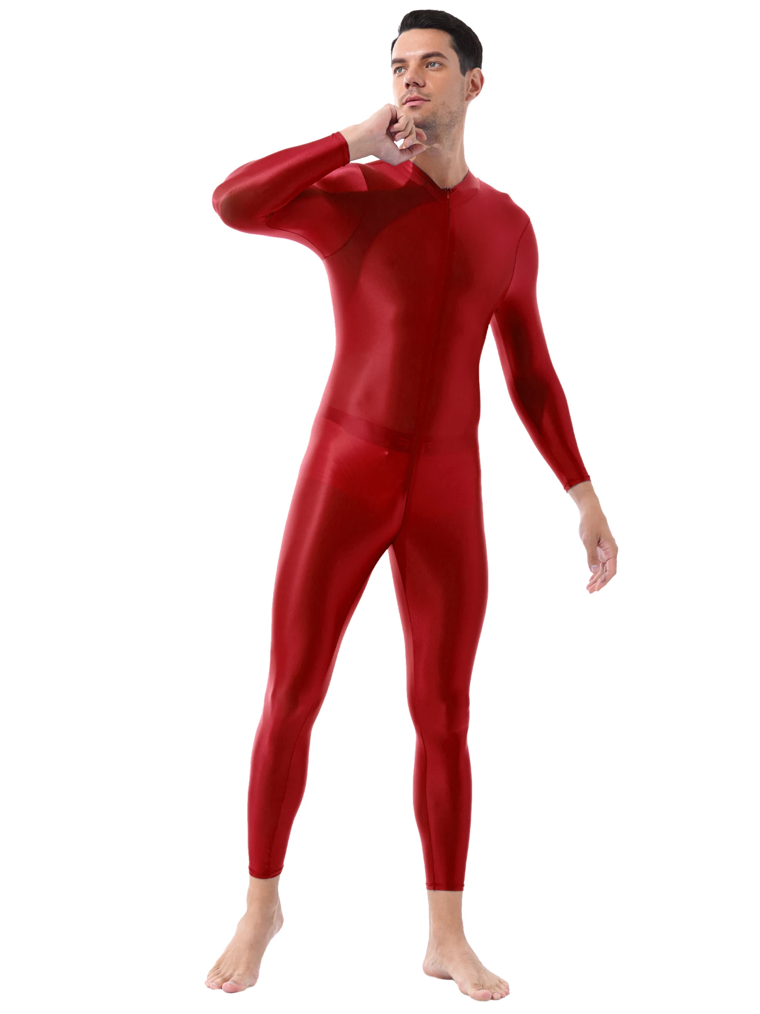 Zentai-traje de baño Sexy para hombre, ropa deportiva de Ballet y Yoga, leotardo, traje de baño brillante