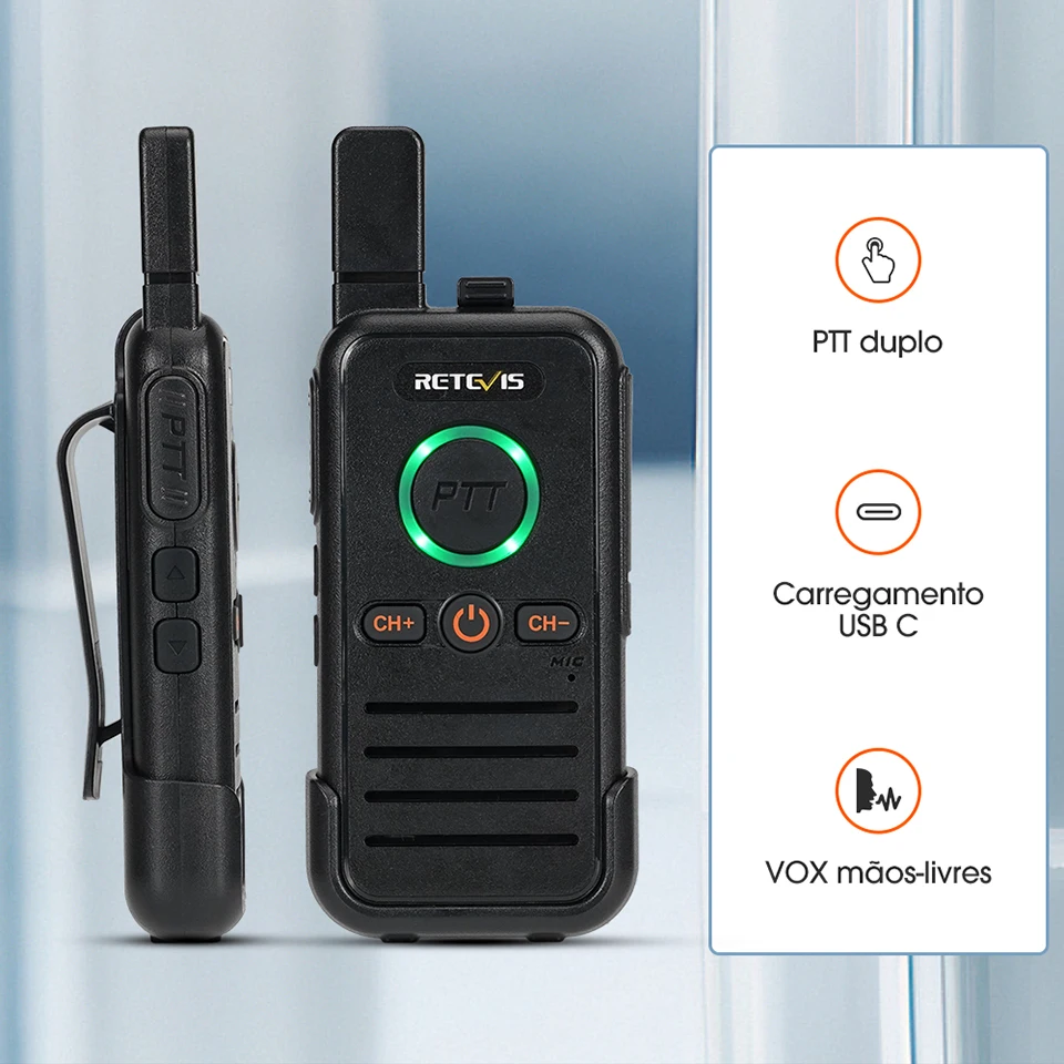 Retevis-portátil profissional Walkie Talkie, RB645, Dual PTT, PMR446, rádio em dois sentidos, VOX, USB C, Hotel e Restaurante