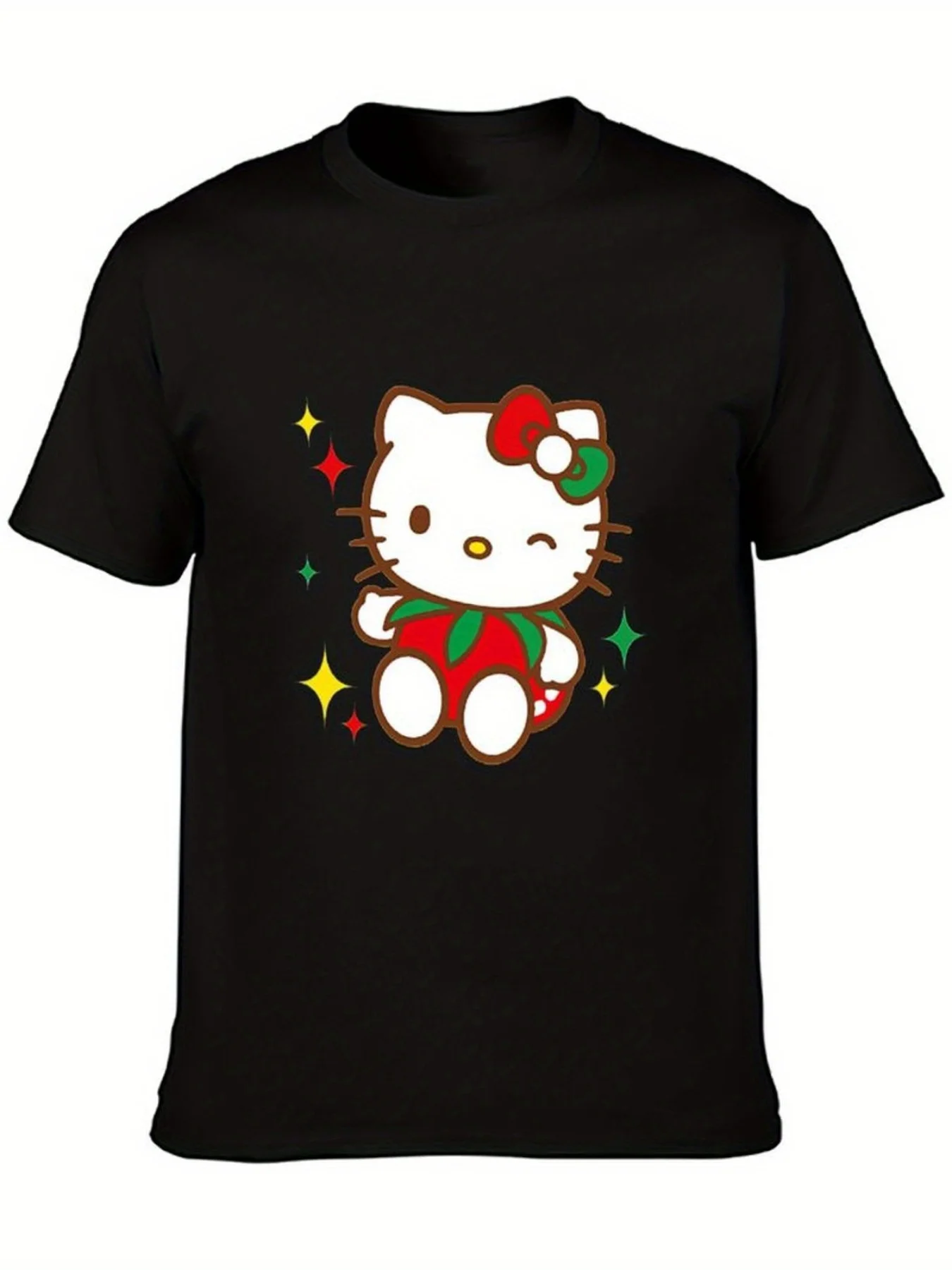 

Hello Kitty Graphic Printing Summer Autumn Winter Cotton Men's and Women's T-Shirts Short Sleeves Luxury Outdoor Sports Brand