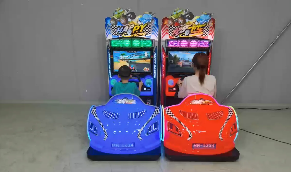 آلة لعبة سباق المحاكاة الديناميكية لعجلة القيادة السعيدة للأطفال للبيع