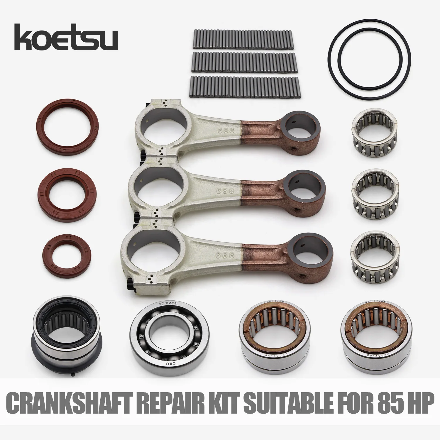 KOETSU Outboard Motor Crankshaft Repair Kit, Suitable for Yamaha Two-stroke 85 HP Connecting Rod Kit 688-11651-00 93310-636U4