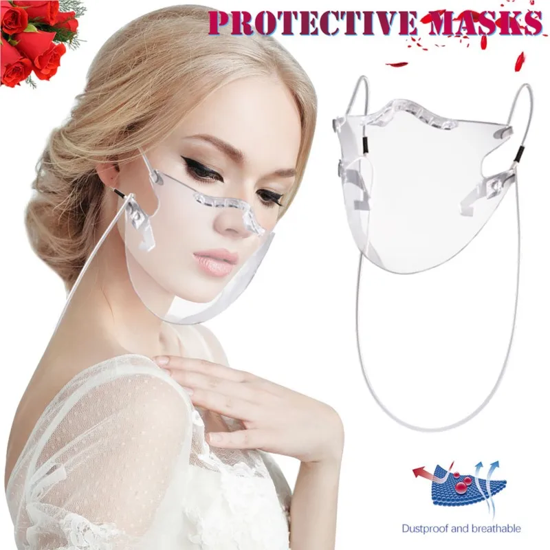 Fashion Durable Mask Face Shield Combine Plastic Reusable Clear Face Mask Bandage 2020 Best Reusable Cover Mouth Nose Helmet