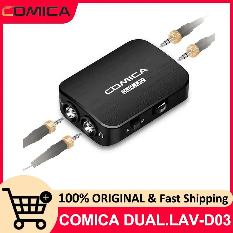 COMICA DUAL.LAV-D03 Dual-head Detachable&Multi-functional Lavalier Microphone with Mono/Stereo Mode Switch Up to 100h Duration
