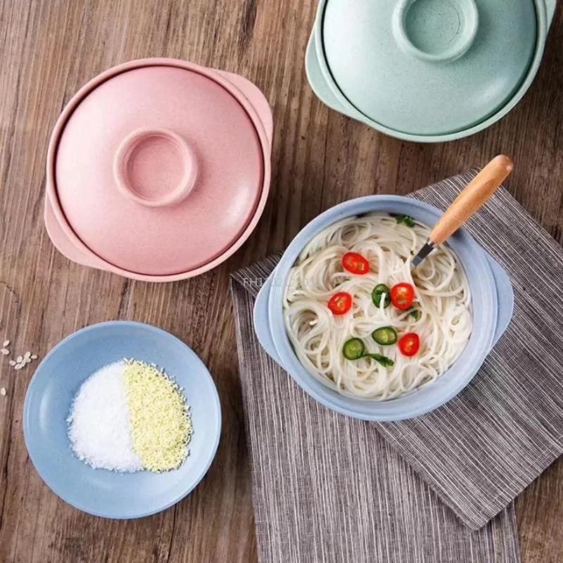 Japanese Style Students Food Container Healthy Tableware Bowl Tableware Instant Noodle Bowls with Lids Soup Hot Rice Bowls