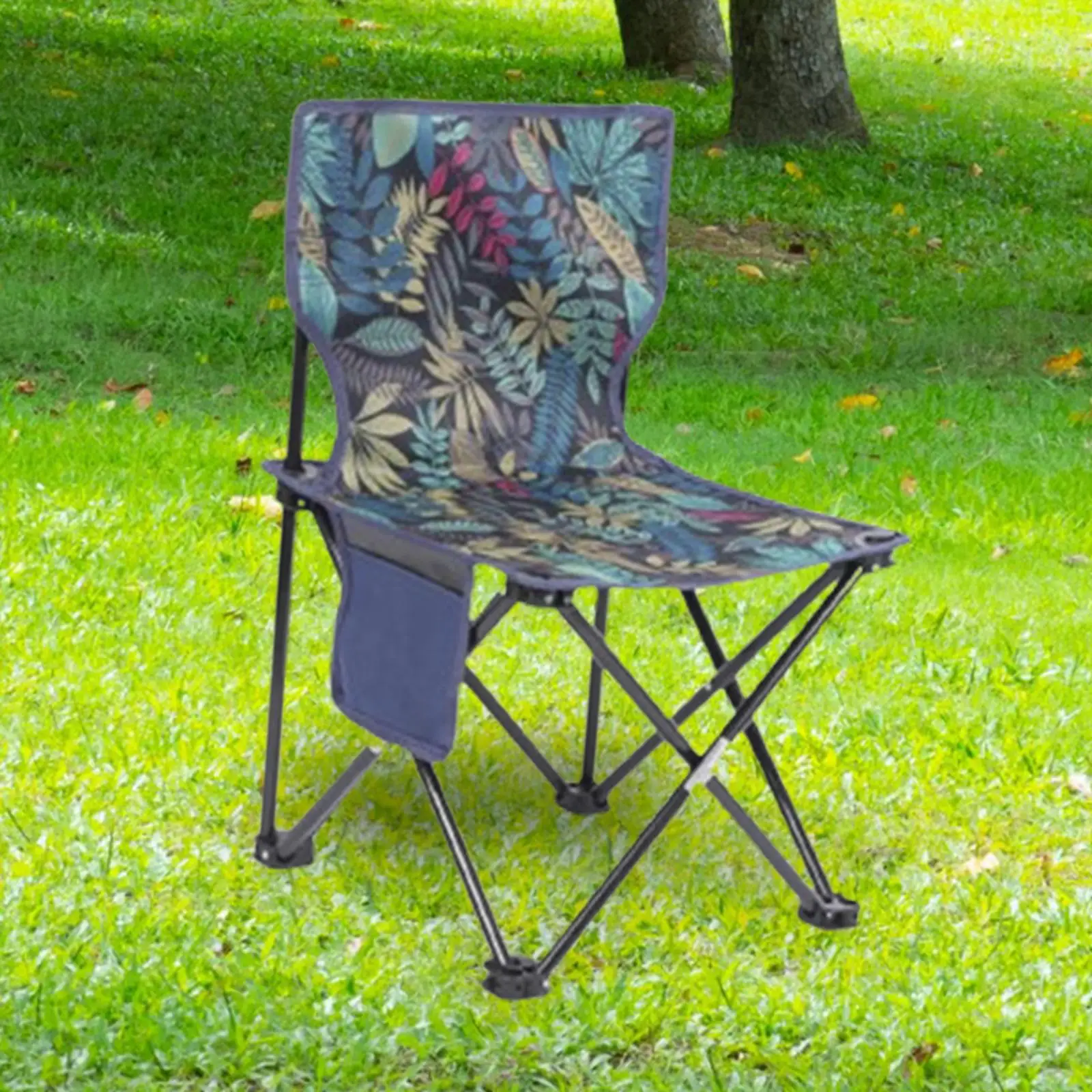 Camping Folding Chair Furniture Fishing Chair with Side Pocket Heavy Duty Beach Chair for Picnic Outdoor Garden Fishing Patio